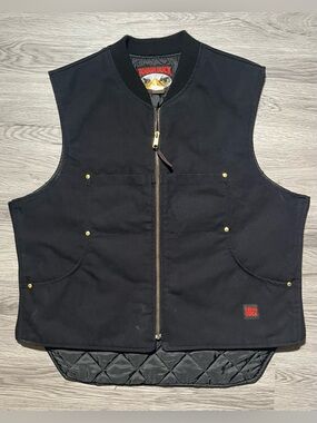 Vintage Tough Duck quilted made in Canada men’s work vest, black XL